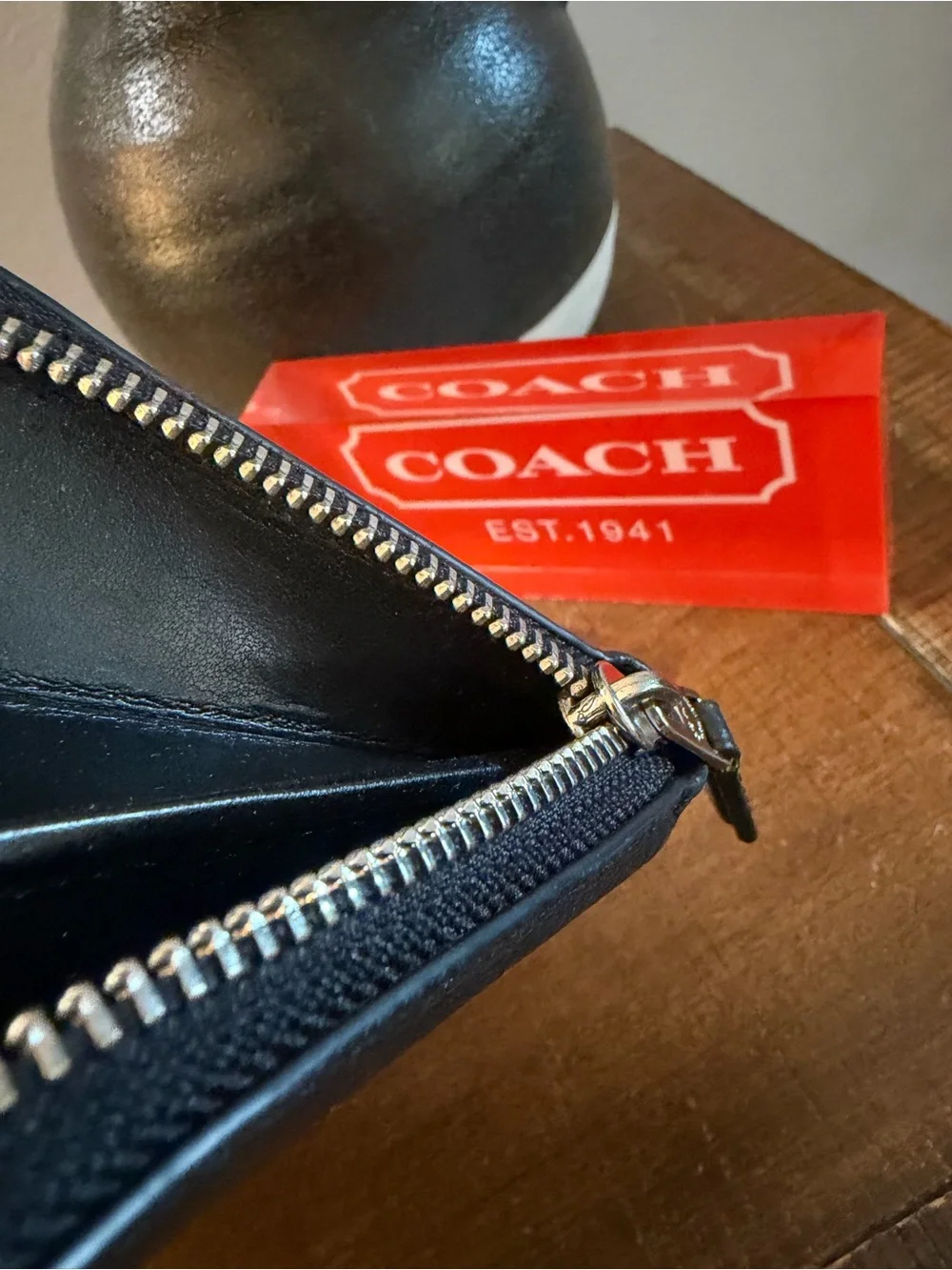 Coach Studded Script Zip Around Wallet